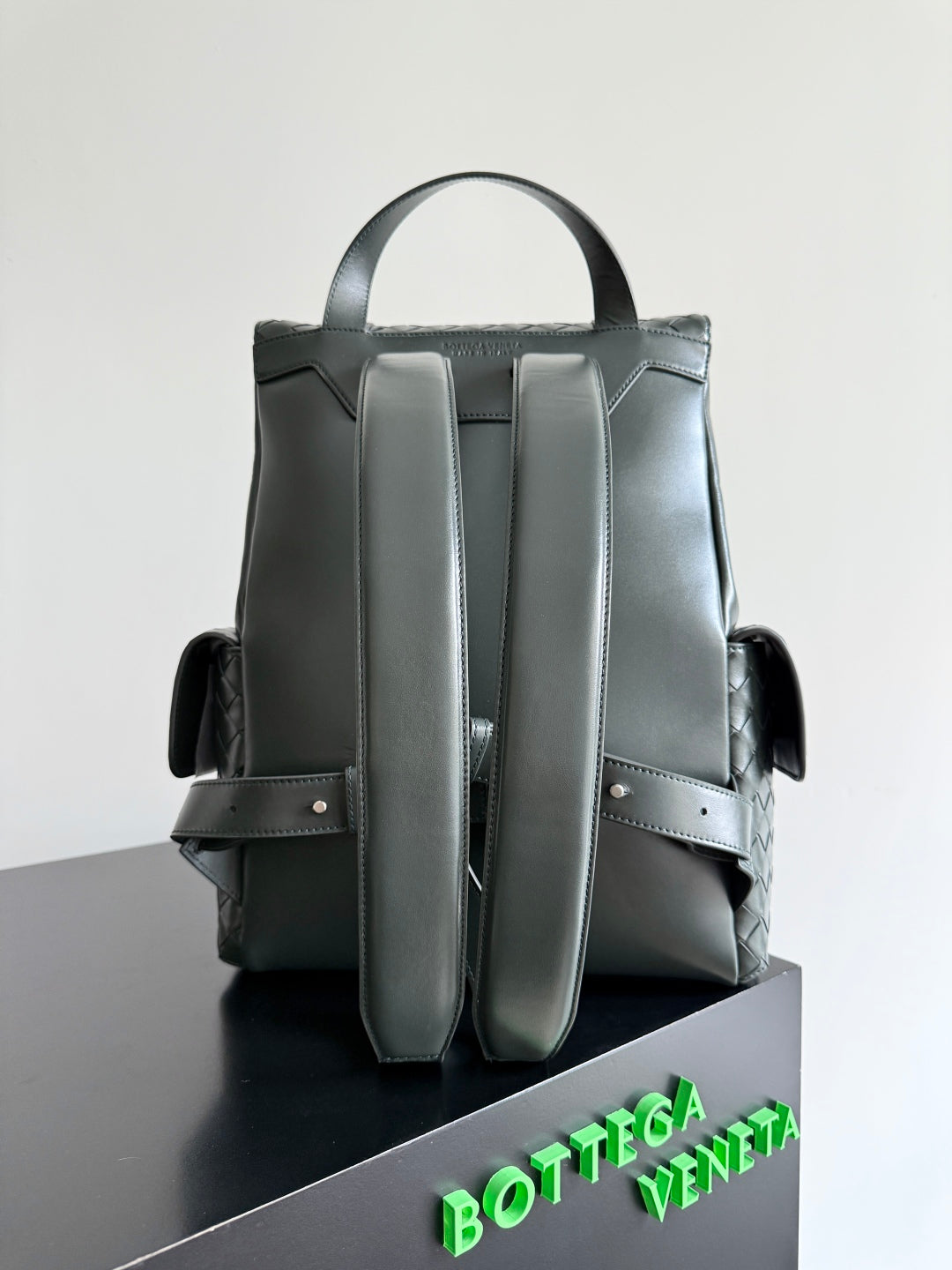 BOTTEGA VENETA 25S BACK TO SCHOOL BACKPACK 39 IN MUTED TEAL GRAY CALFSKIN House Of Sarah
