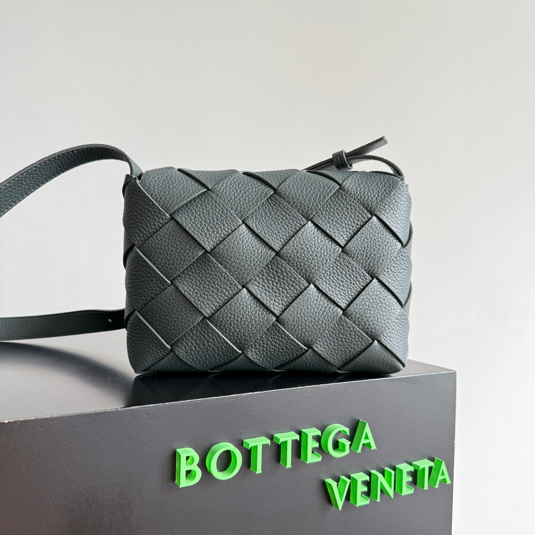 BOTTEGA VENETA 25S DIAGO 22 IN STEEL GRAY CALFSKIN SILVER HARDWARE House Of Sarah