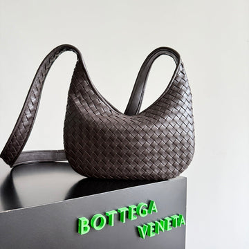 BOTTEGA VENETA 25S VENETO BAG 27 IN DARK BROWN CALFSKIN SILVER HARDWARE House Of Sarah