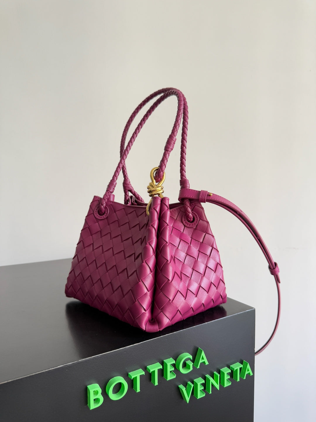 BOTTEGA VENETA 25S SMALL PARACHUTE 21 IN RASPBERRY PINK CALFSKIN GOLD HARDWARE House Of Sarah Bags