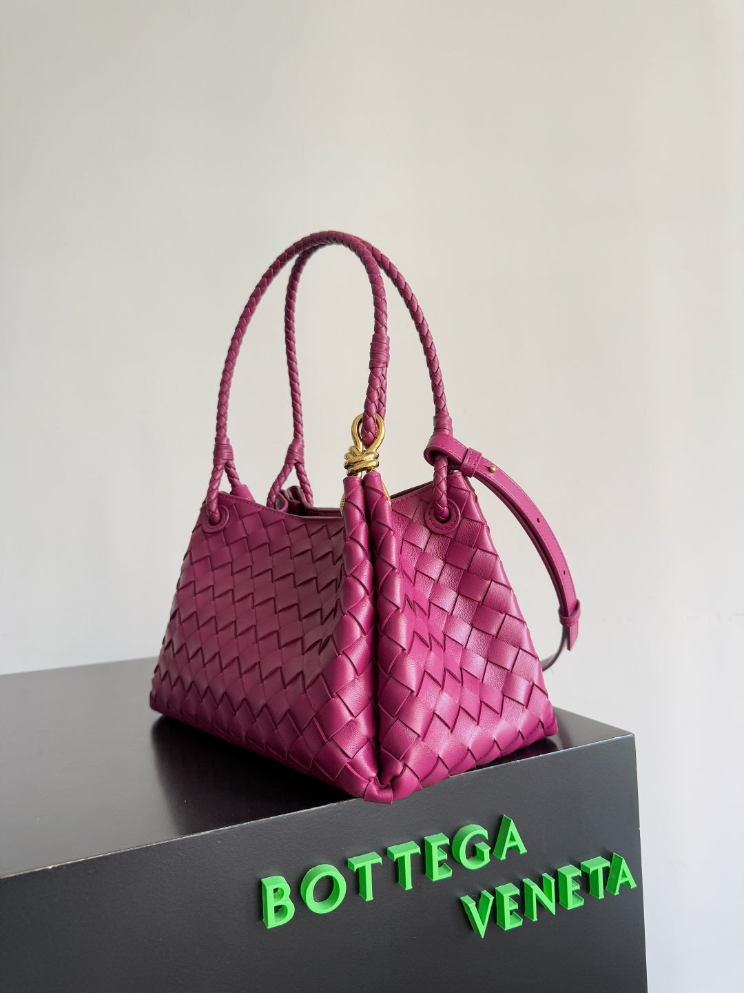 BOTTEGA VENETA 25S SMALL PARACHUTE 29 IN RASPBERRY PINK CALFSKIN GOLD HARDWARE House Of Sarah Bags