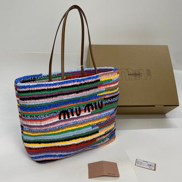 LARGE SHOPPING BAG 40 IN COLORFUL WOOL AND LEATHER STRAP House Of Sarah Bags