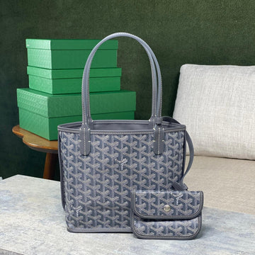 ANJOU MINI BAG 20 IN GREY GOYARDINE CANVAS AND CALFSKIN House Of Sarah Bags