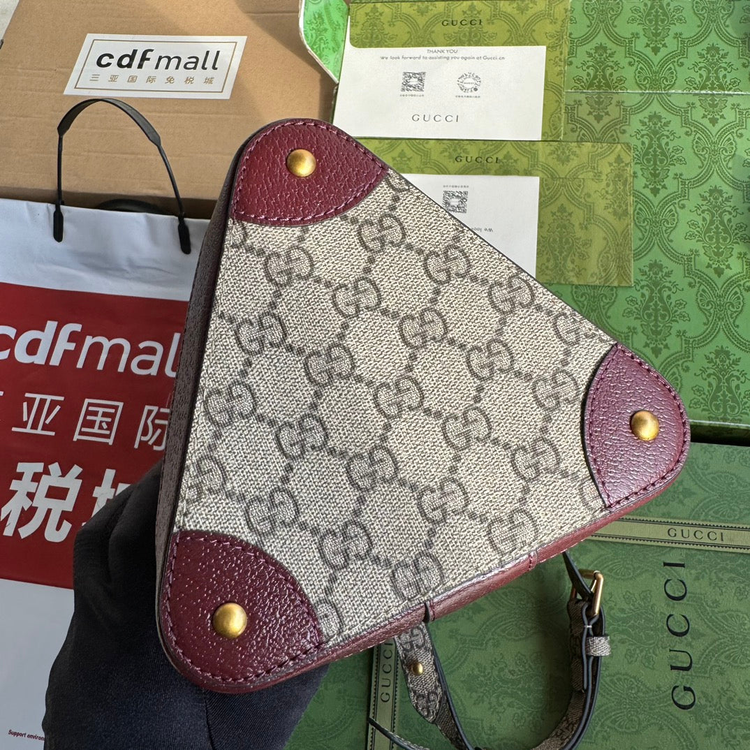 BUCKET BAG 18 IN BURGUNDY RED CANVAS AND CALFSKIN GOLD HARDWARE House Of Sarah