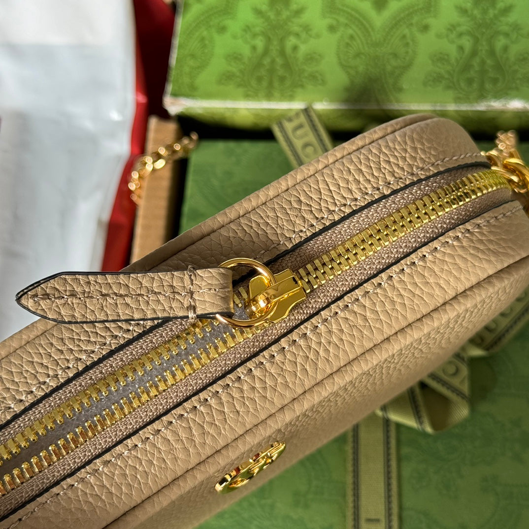 MARMONT MINI SHOULDER BAG 18 IN BUFF BEIGE CALFSKIN GOLD HARDWARE House Of Sarah Bags