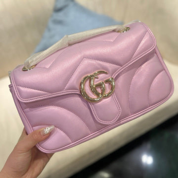 GG MARMONT 26 MEDIUM SHOULDER BAG LIGHT PINK CALFSKIN House Of Sarah