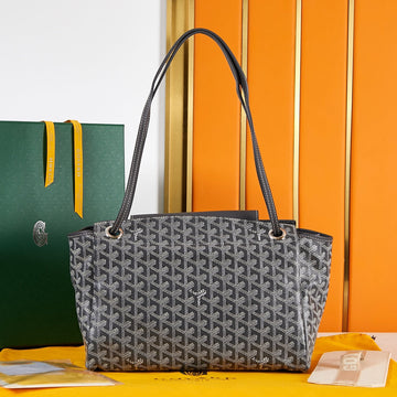 ROUETTE SOUPLE BAG 31 IN BLACK GOYARDINE CANVAS AND CALFSKIN House Of Sarah Bags