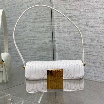 FLAP BAG 18 WHITE QUILTED ALLOVER CALFSKIN House Of Sarah