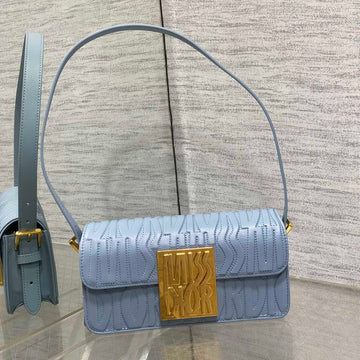 FLAP BAG 18 IN BABY BLUE QUILTED ALLOVER CALFSKIN House Of Sarah