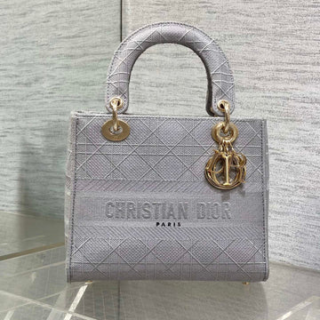 SMALL 24 LADY BAG IN PALE GRAY CANVAS House Of Sarah