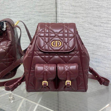 SMALL 23 CARO BACKPACK IN PLUM PURPLE MACROCANNAGE LAMBSKIN By House Of Sarah