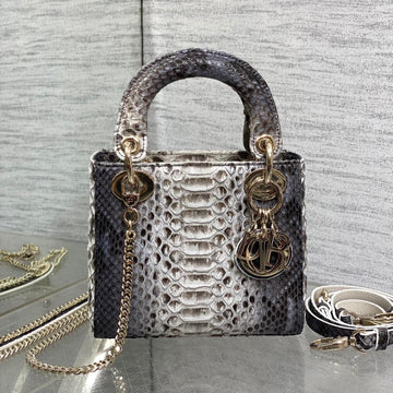 MINI 17 LADY BAG IN WHITE MIX BLACK SNAKESKIN PATTERN LAMBSKIN By House Of Sarah