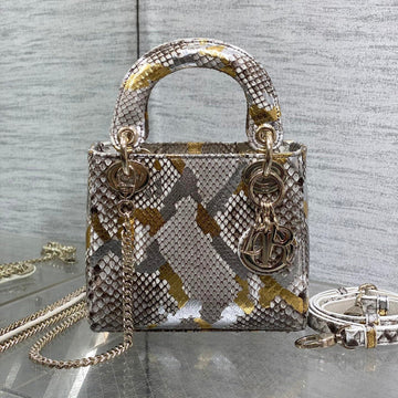 MINI 17 LADY BAG IN COLORFUL SNAKESKIN PATTERN LAMBSKIN 225983 House Of Sarah