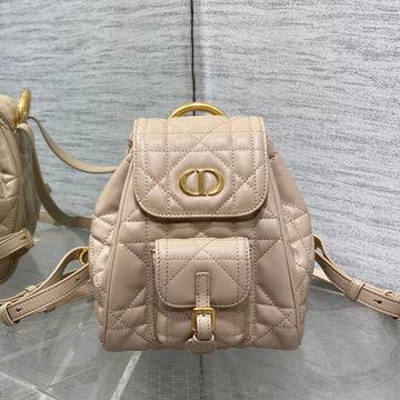 SMALL 20 CARO BACKPACK IN ALMOND BEIGE MACROCANNAGE LAMBSKIN House Of Sarah