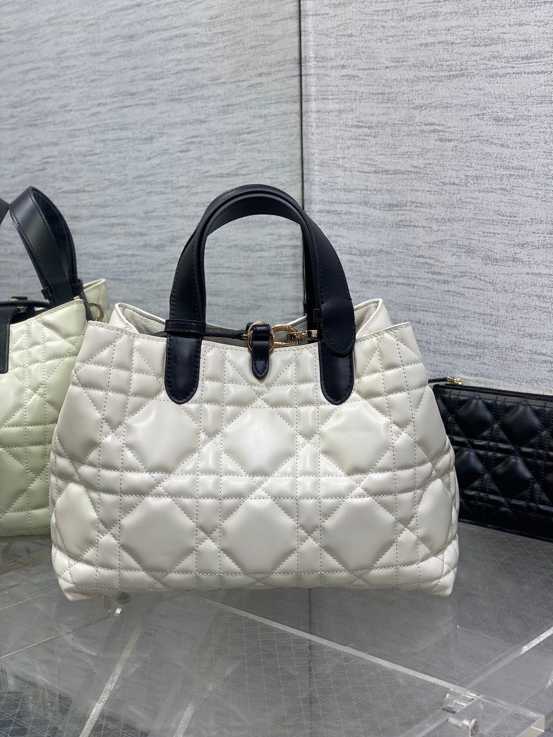 ALWAYS MINI 28 BAG IN WHITE MIX BLACK MACROCANNAGE CALFSKIN House Of Sarah Bags