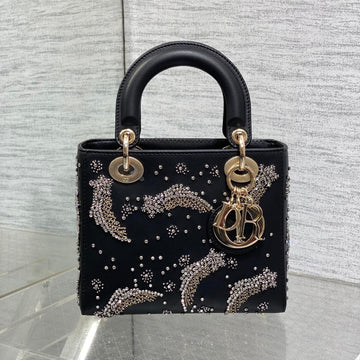 SMALL 20 BAG BLACK LAMBSKIN WITH SHOOTING STAR EMBROIDERY WOMEN House Of Sarah Bags