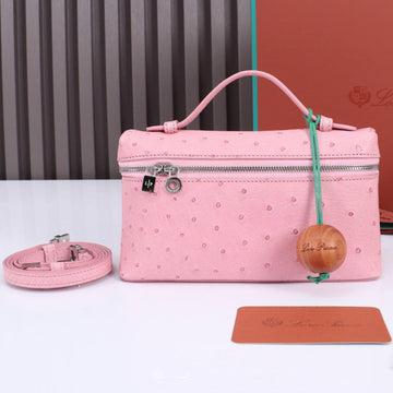 EXTRA POCKET L19 IN BABY PINK OSTRICH LEATHER House Of Sarah Bags