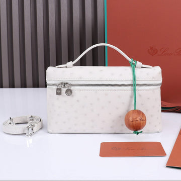 EXTRA POCKET L19 IN WHITE OSTRICH LEATHER House Of Sarah