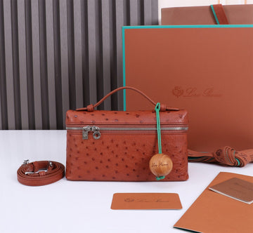EXTRA POCKET L19 IN RED BROWN OSTRICH LEATHER by House Of Sarah