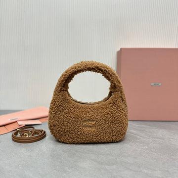 WANDER SMALL HOBO BAG 20 IN BROWN SHEARLING House Of Sarah Bags