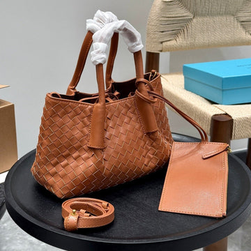SMALL PINACOTECA TOTE BAG 25 IN RUST BROWN CALFSKIN House Of Sarah