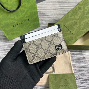 GG CARD CASE 11 WITH GG DETAIL IN BEIGE BROWN CALFSKIN by House Of Sarah