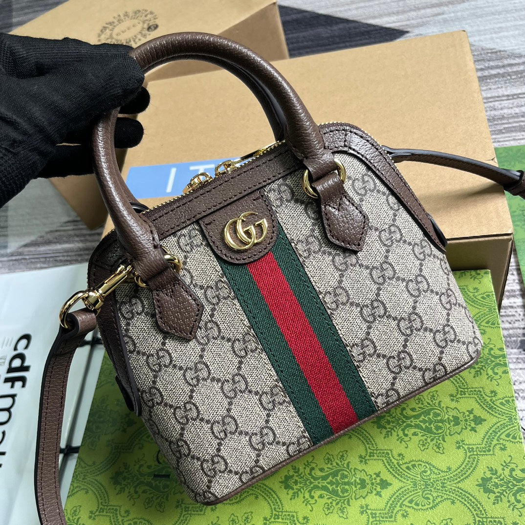 OPHIDIA GG SHOULDER BAG 20 BEIGE AND EBONY SUPREME CANVAS House Of Sarah