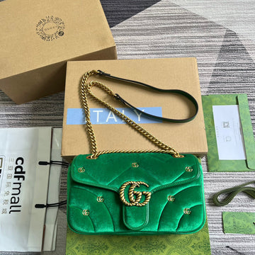 GG MARMONT MEDIUM 26 BAG IN COOL GREEN VELVET by House Of Sarah