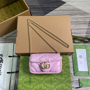 GG MARMONT 16 MINI SHOULDER BAG LIGHT PINK CALFSKIN by House Of Sarah