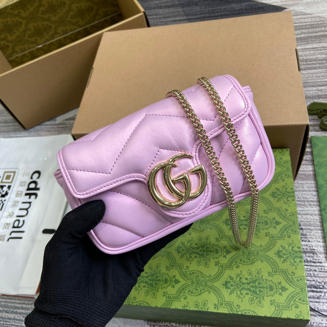 GG MARMONT 16 MINI SHOULDER BAG LIGHT PINK CALFSKIN House Of Sarah