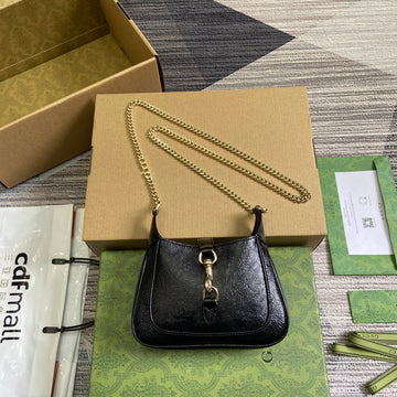 JACKIE NOTTE MINI BAG 19 IN BLACK CRACKED LACQUER CALFSKIN GOLD HARDWARE House Of Sarah Bags