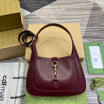 JACKIE SMALL SHOULDER BAG 27 IN BURGUNDY RED CALFSKIN GOLD HARDWARE House Of Sarah Bags