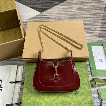 JACKIE NOTTE MINI BAG 19 IN RED WINE CRACKED LACQUER CALFSKIN GOLD HARDWARE by House Of Sarah
