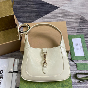 JACKIE SMALL SHOULDER BAG 27 IN WHITE CRACKED LACQUER CALFSKIN GOLD HARDWARE House Of Sarah