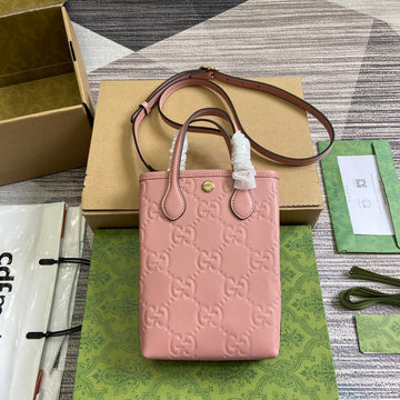GG 20 SUPER MINI BAG WITH STRAP IN LIGHT PINK CALFSKIN by House Of Sarah