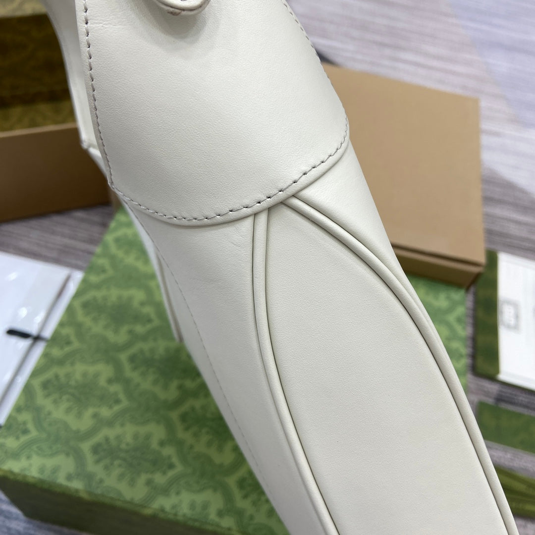 JACKIE MEDIUM SHOULDER BAG 35 IN WHITE CALFSKIN GOLD HARDWARE House Of Sarah Bags
