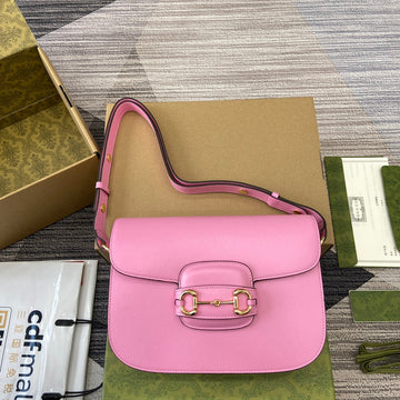 HORSEBIT 1955 SHOULDER BAG 25 IN PINK LAMBSKIN GOLD HARDWARE House Of Sarah