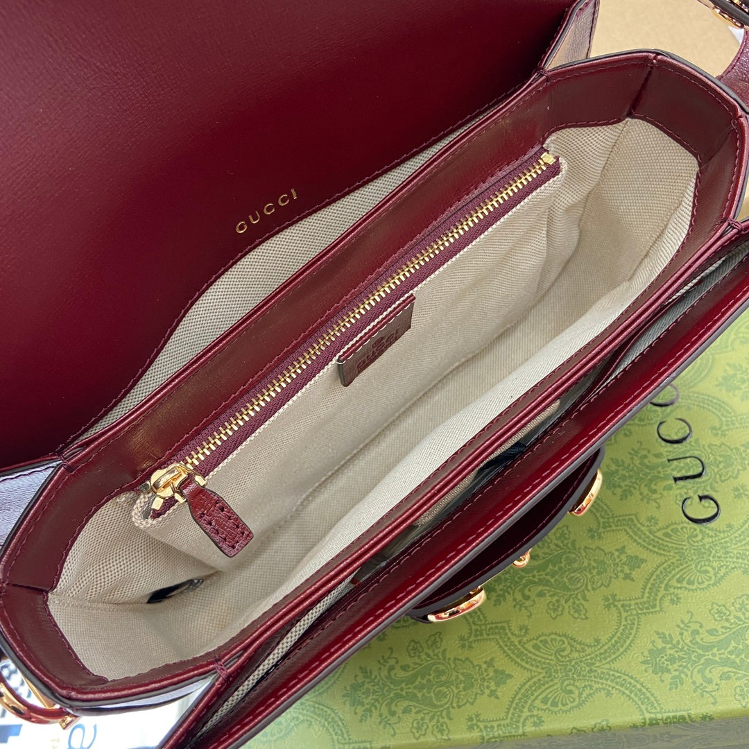 HORSEBIT 1955 SHOULDER BAG 25 IN WINE RED LAMBSKIN GOLD HARDWARE by House Of Sarah