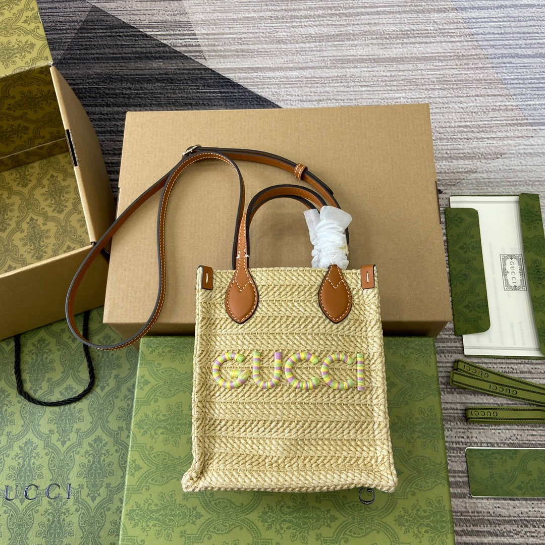 MINI 18 LOGO RAFFIA TOTE BAG House Of Sarah
