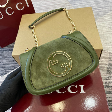 BLONDIE MINI SHOULDER BAG 21 IN JUNIPER GREEN CALFSKIN AND SUEDE GOLD HARDWARE House Of Sarah Bags