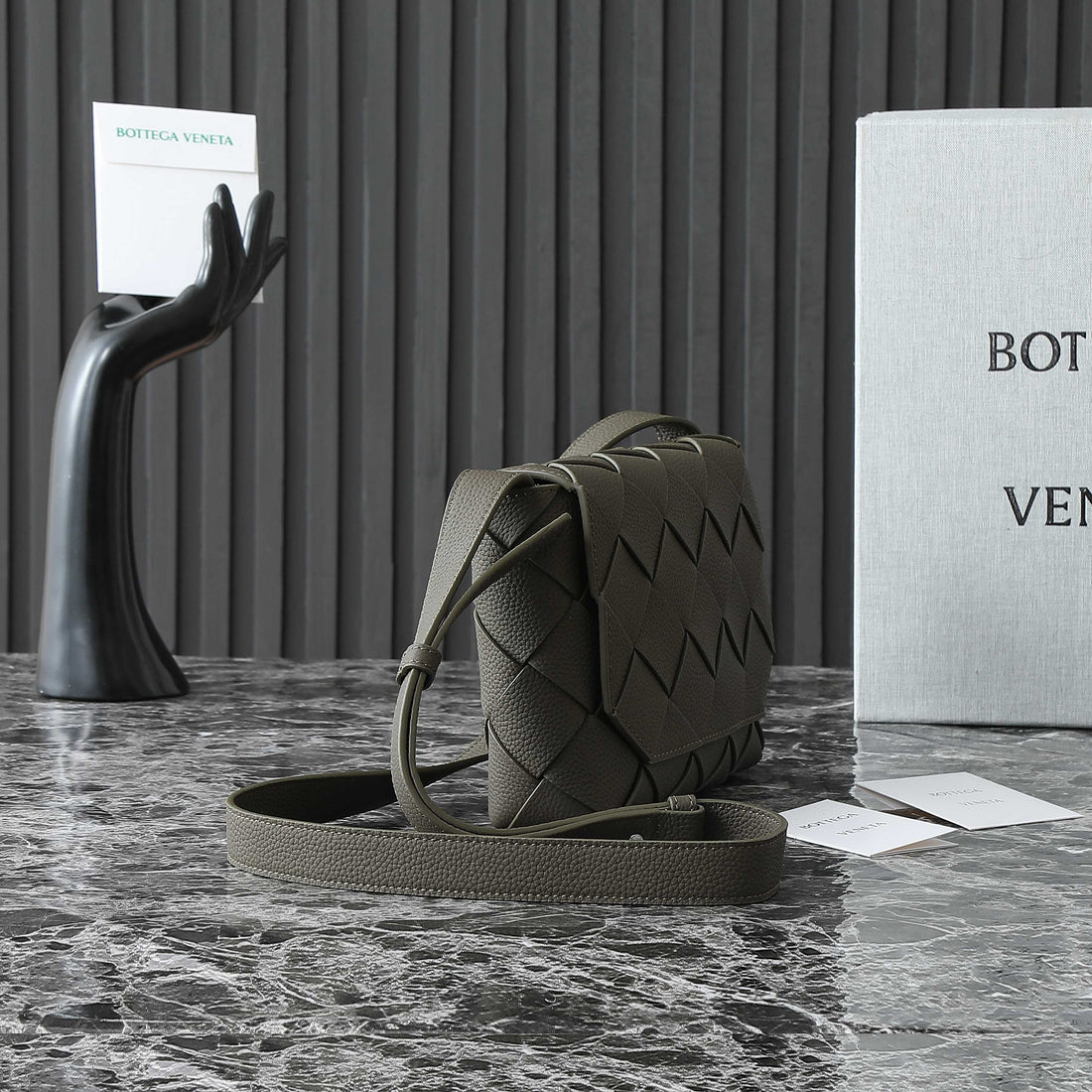 BOTTEGA VENETA 25S DIAGO 22 IN DARK OLIVE CALFSKIN SILVER HARDWARE House Of Sarah