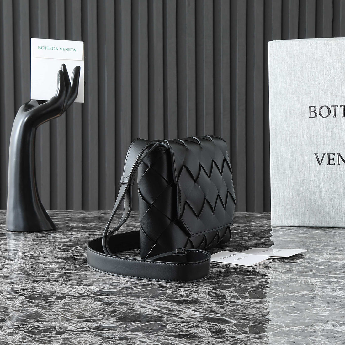 BOTTEGA VENETA 25S DIAGO 22 IN BLACK CALFSKIN PATENT SILVER HARDWARE House Of Sarah Bags