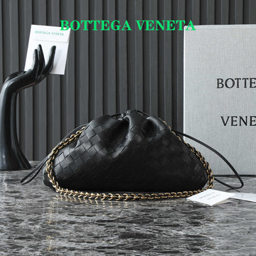 BOTTEGA VENETA 25S DUSTBAG NOTTE 33 IN BLACK CALFSKIN GOLD HARDWARE House Of Sarah