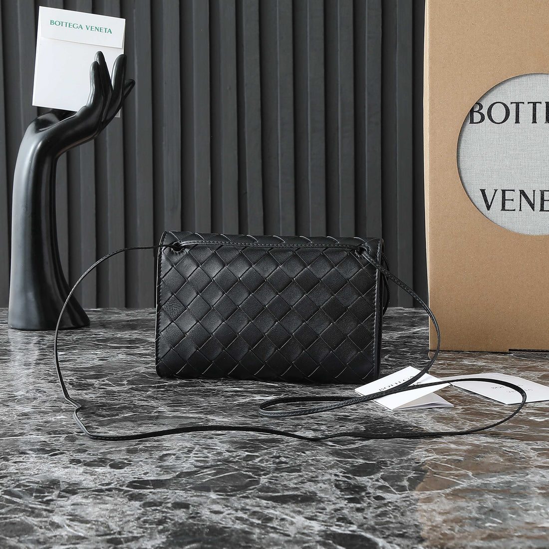 BOTTEGA VENETA 25S ANDIAMO POUCH 19 IN BLACK CALFSKIN GOLD HARDWARE House Of Sarah