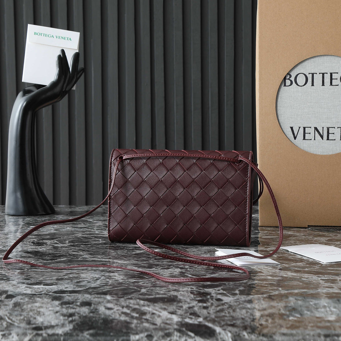 BOTTEGA VENETA 25S ANDIAMO POUCH 19 IN DEEP MAROON CALFSKIN GOLD HARDWARE House Of Sarah Bags