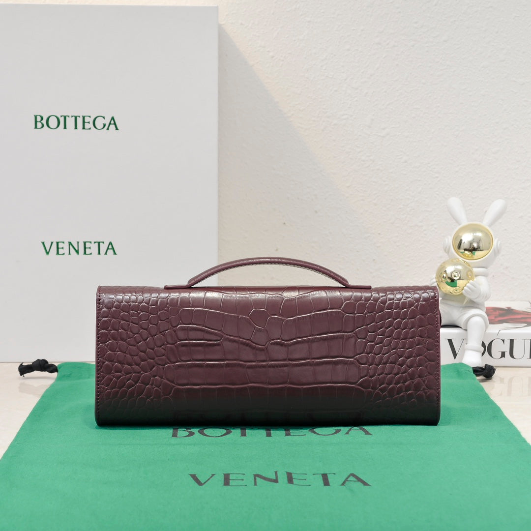 BV Long Clutch Andiamo 31 Burgundy Crocodile Calfskin Ghw House Of Sarah