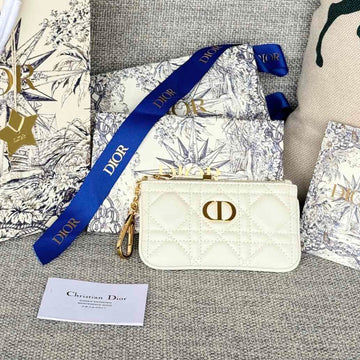 MONTAIGNE GLYCINE CARO WALLET 14 IN WHITE MACROCANNAGE CALFSKIN By House Of Sarah