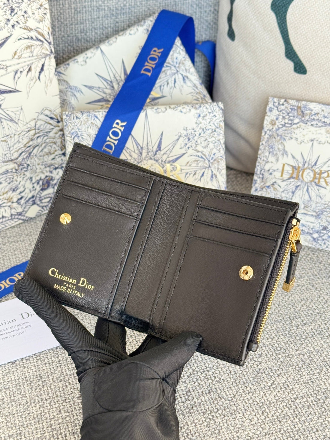 BIFOLD WALLET 11 IN BLACK QUILTED ALLOVER CALFSKIN By House Of Sarah
