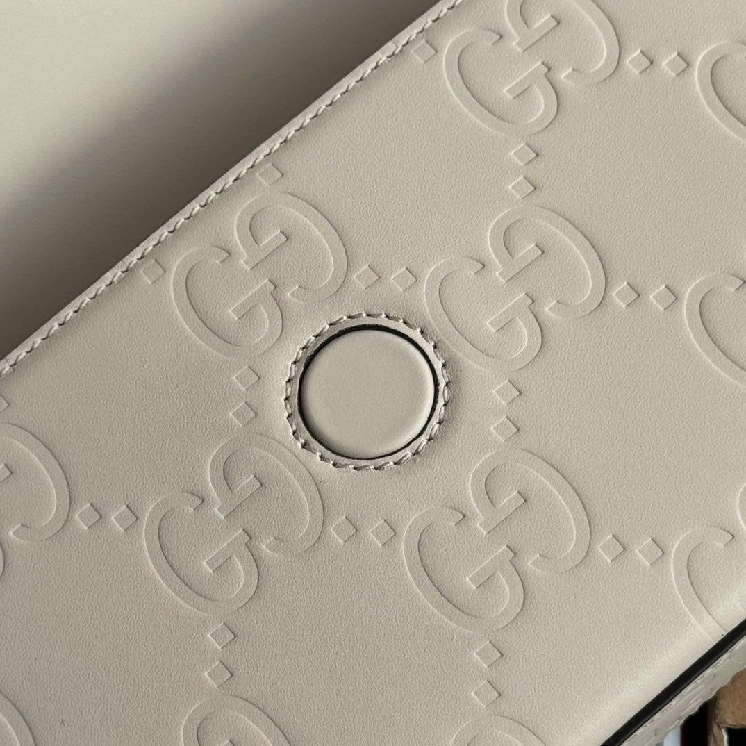 SUPER MINI SHOULDER BAG 21 IN WHITE EMBOSSED CALFSKIN by House Of Sarah