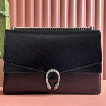 DIONYSUS LAGRE SHOULDER BAG 42 IN BLACK GG GLOSSY LAMBSKIN House Of Sarah Bags